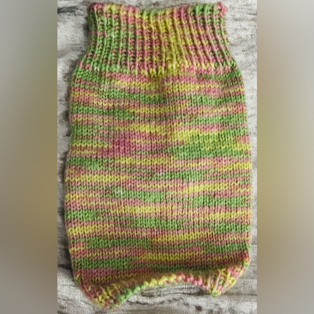 Multicolor Hand-Knit Pet Sweater Mock Neck Dog Cat Small New